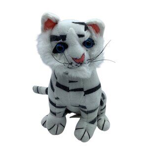 Vtg 1995 White Bengal Tiger Plush Stuffed Animal Blue Eyes Liberty Toy Co. 7"